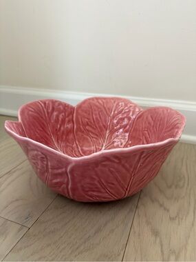Vintage Bordallo Pinheiro Pink Cabbage Large 11.5” Salad Serving Bowl Portugal